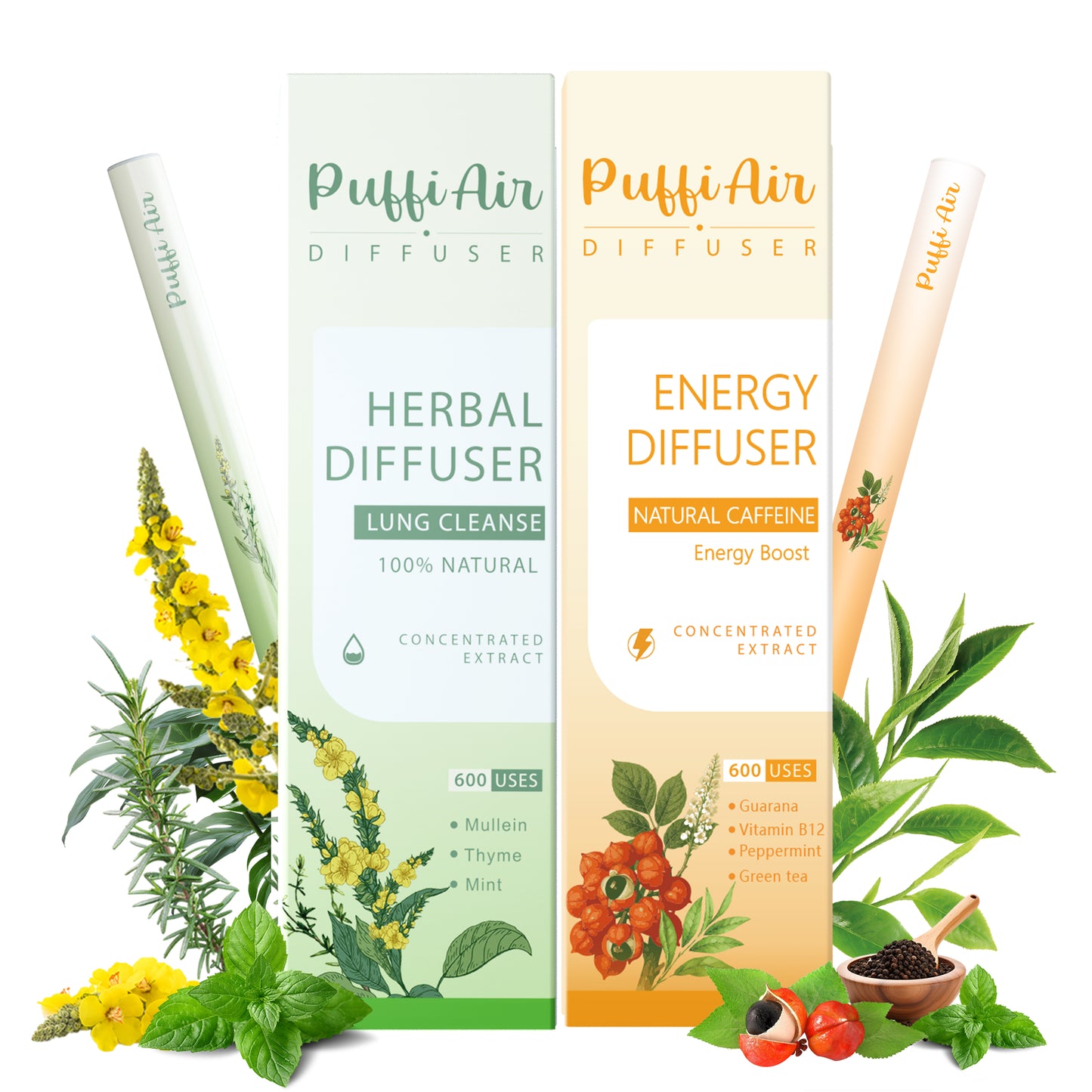 Daytime Energy Set - Mullein & Guarana | 600 Uses Each