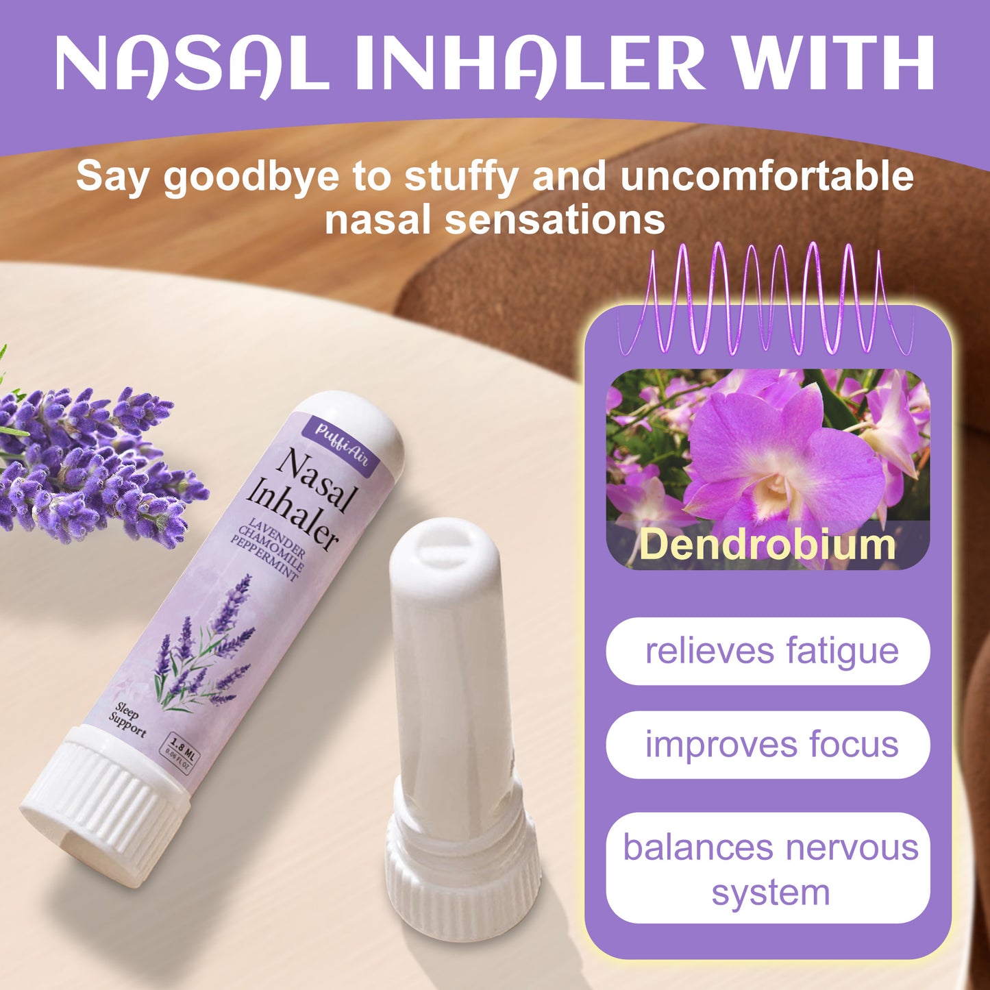 Nasal Sticks for Breathing Improvement with Extracts of Pure Mullein and Mint