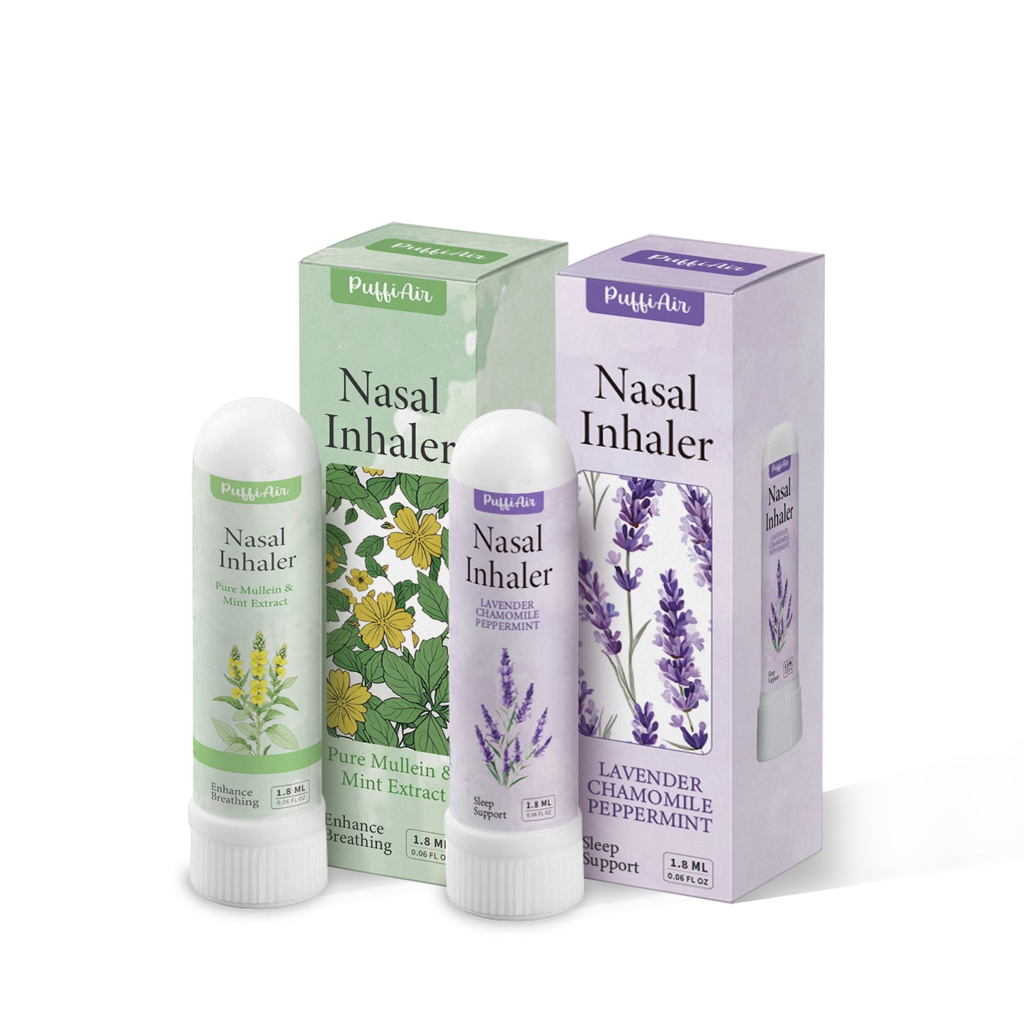 Nasal Sticks for Breathing Improvement with Extracts of Pure Mullein and Mint