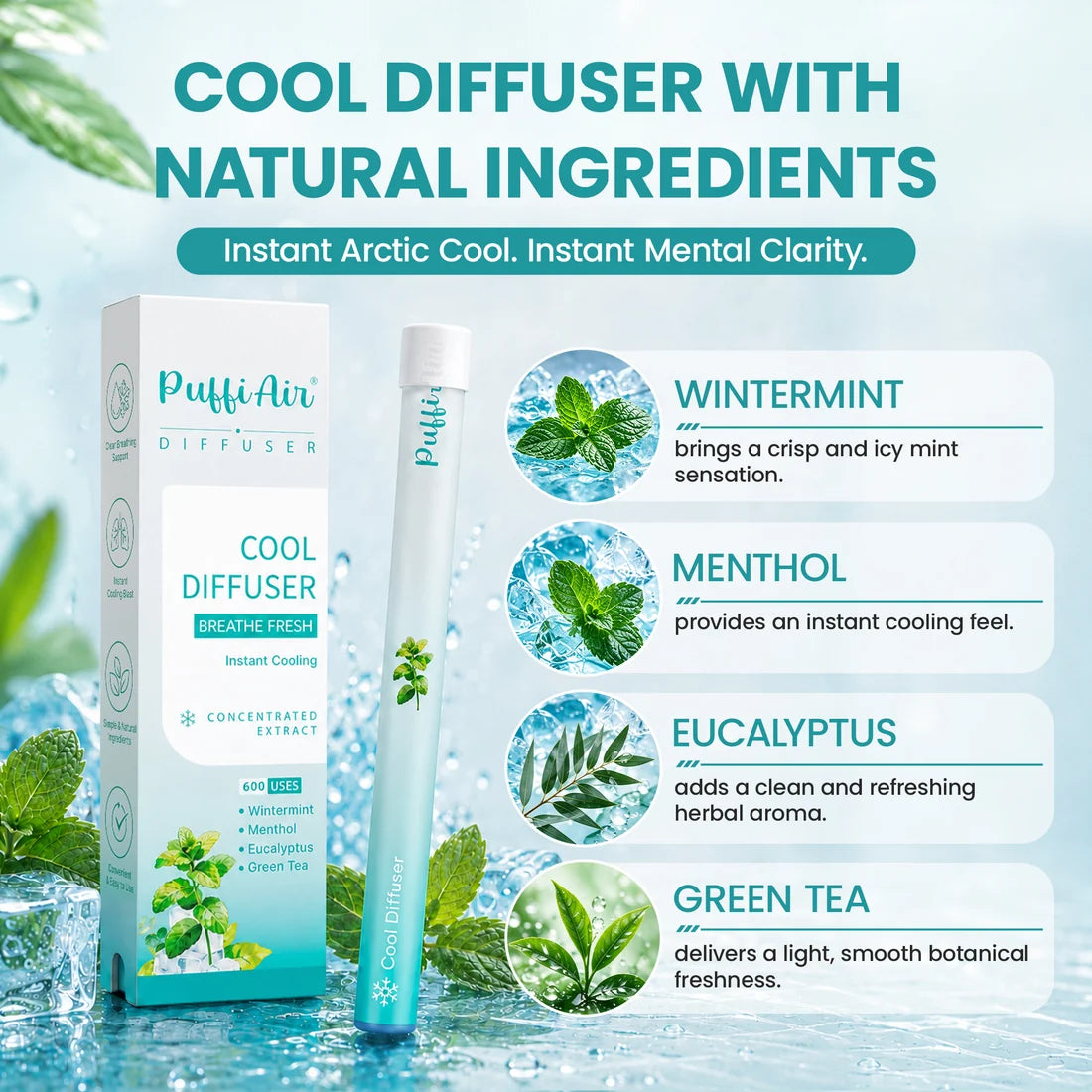 PuffiAir Cool Diffuser natural ingredients