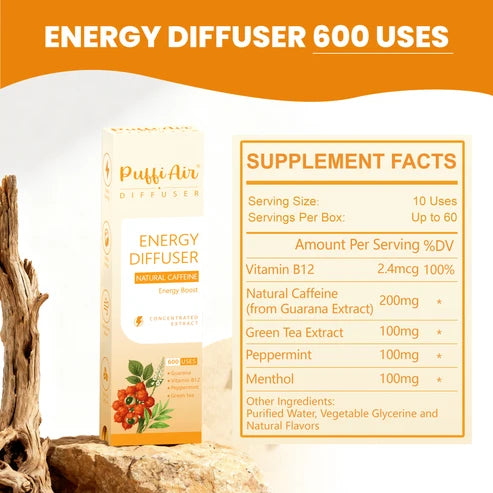 PuffiAir Cool Diffuser supplement facts and full ingredients list