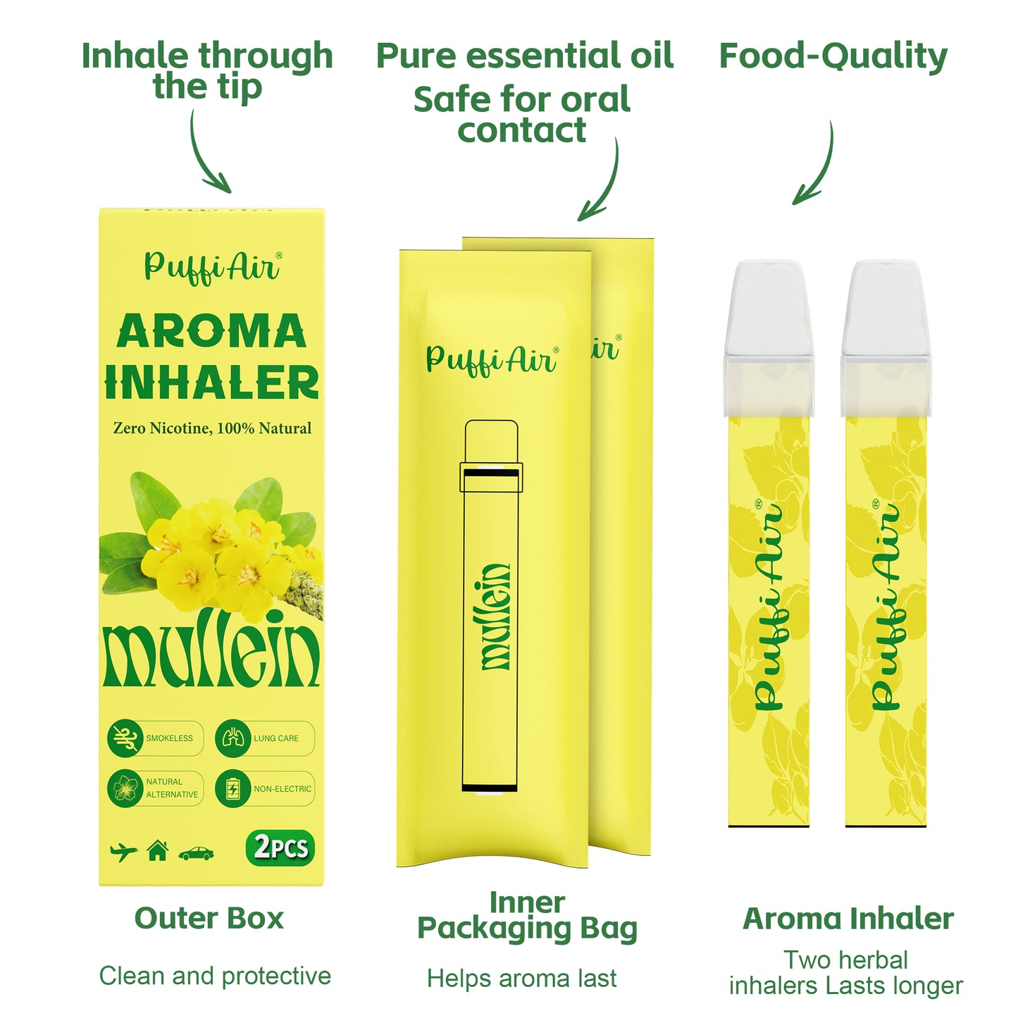 New Mullein Aroma Inhaler - 2 Pcs