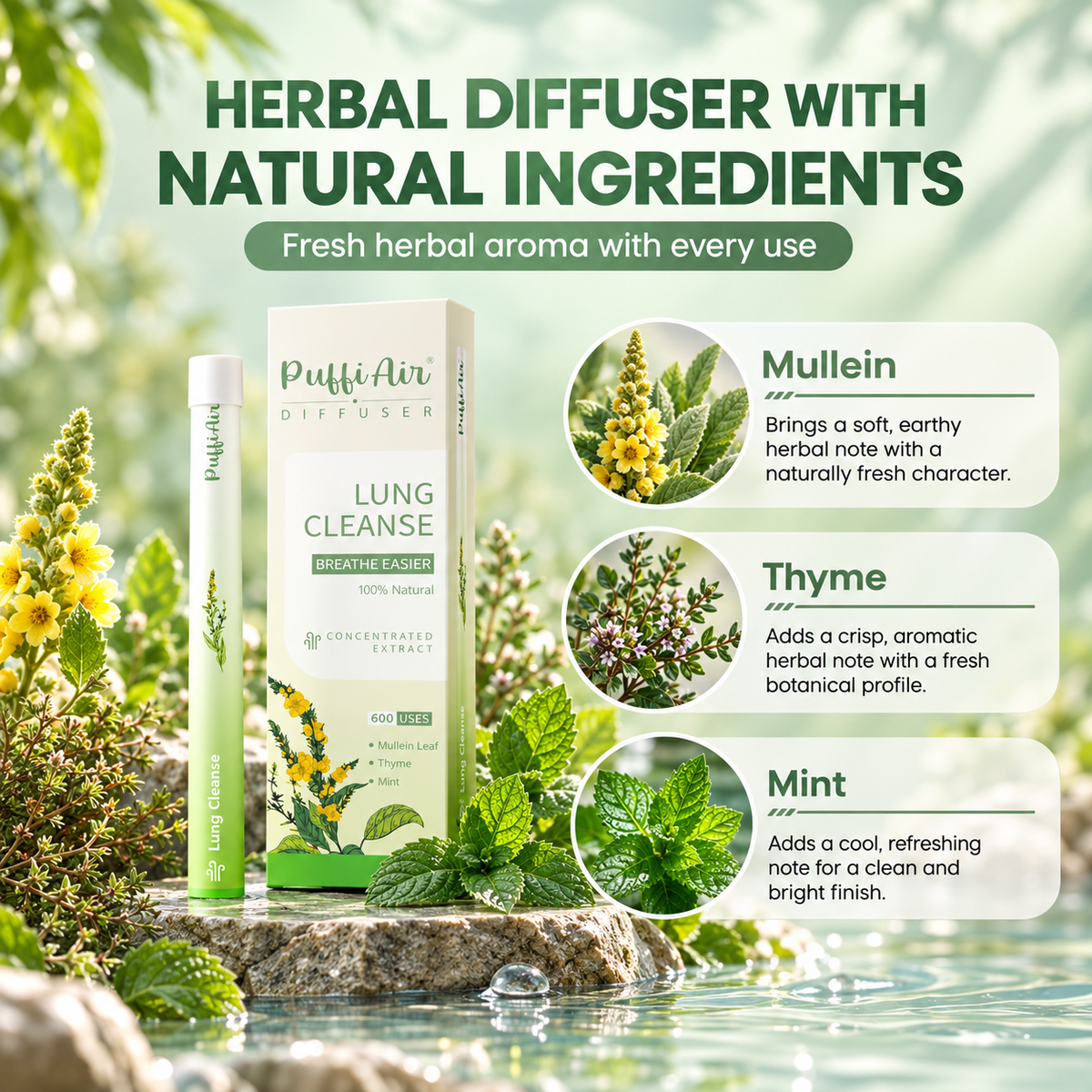 PuffiAir Cool Diffuser supplement facts and full ingredients list
